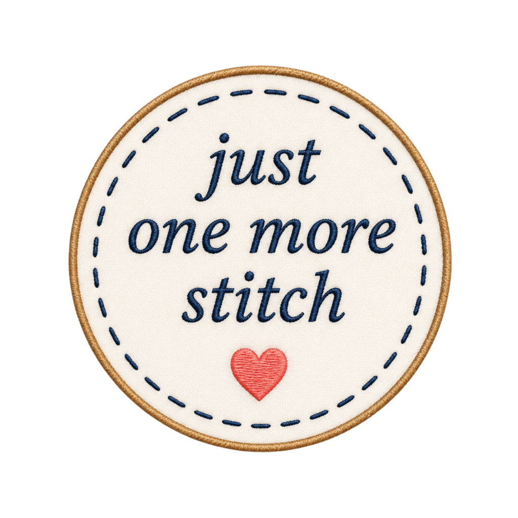 Just One More Stitch needle minder with heart